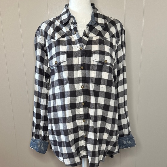 EUC Jach's Girlfriend Flannel Shirt with Paisley Bandana Lining - Picture 1 of 15